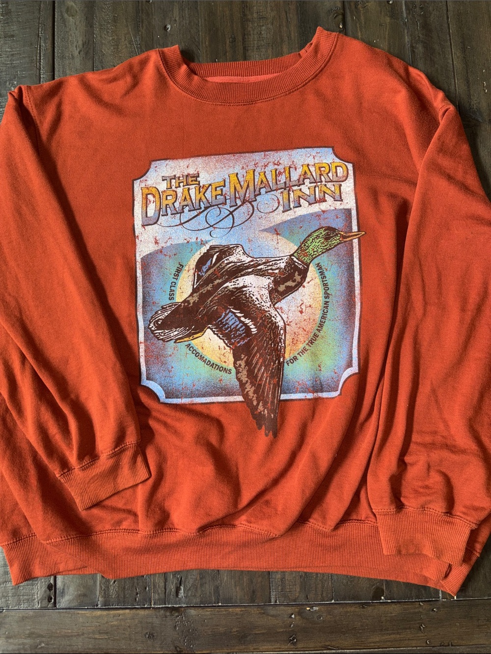 Saddlebred Men’s 3x Sweatshirt Drake Mallard Inn Big Tall Orange Rust crew neck